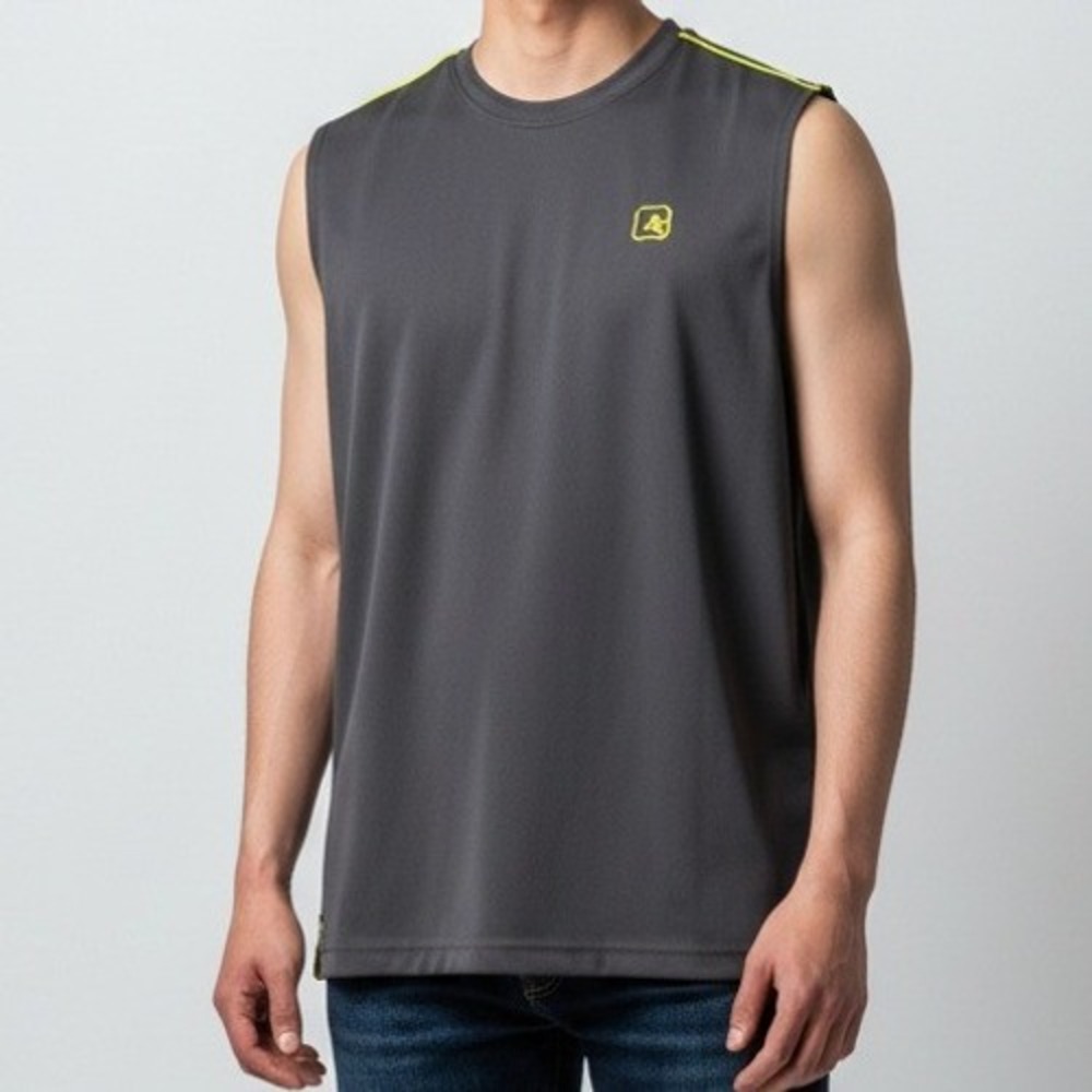 AND1 Mens Sleeveless Basketball Jersey Tank Top Gray Lime Green Large NI04-H181